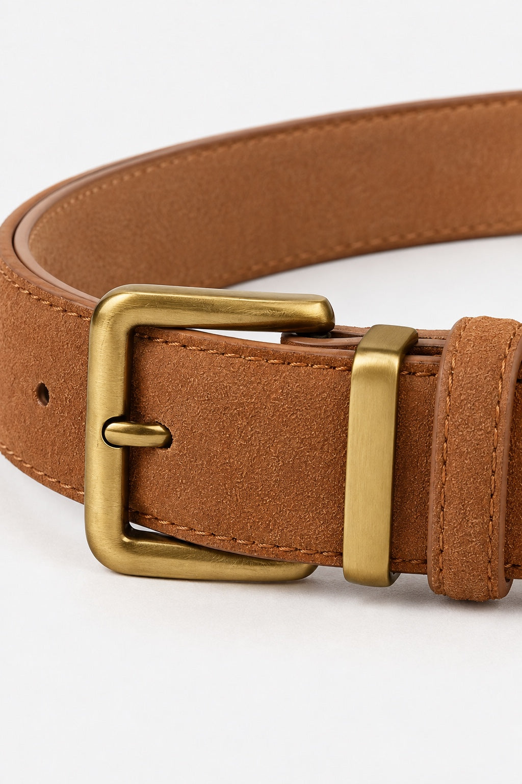 Ceinture en Daim Boucle Dorée — Café — détail