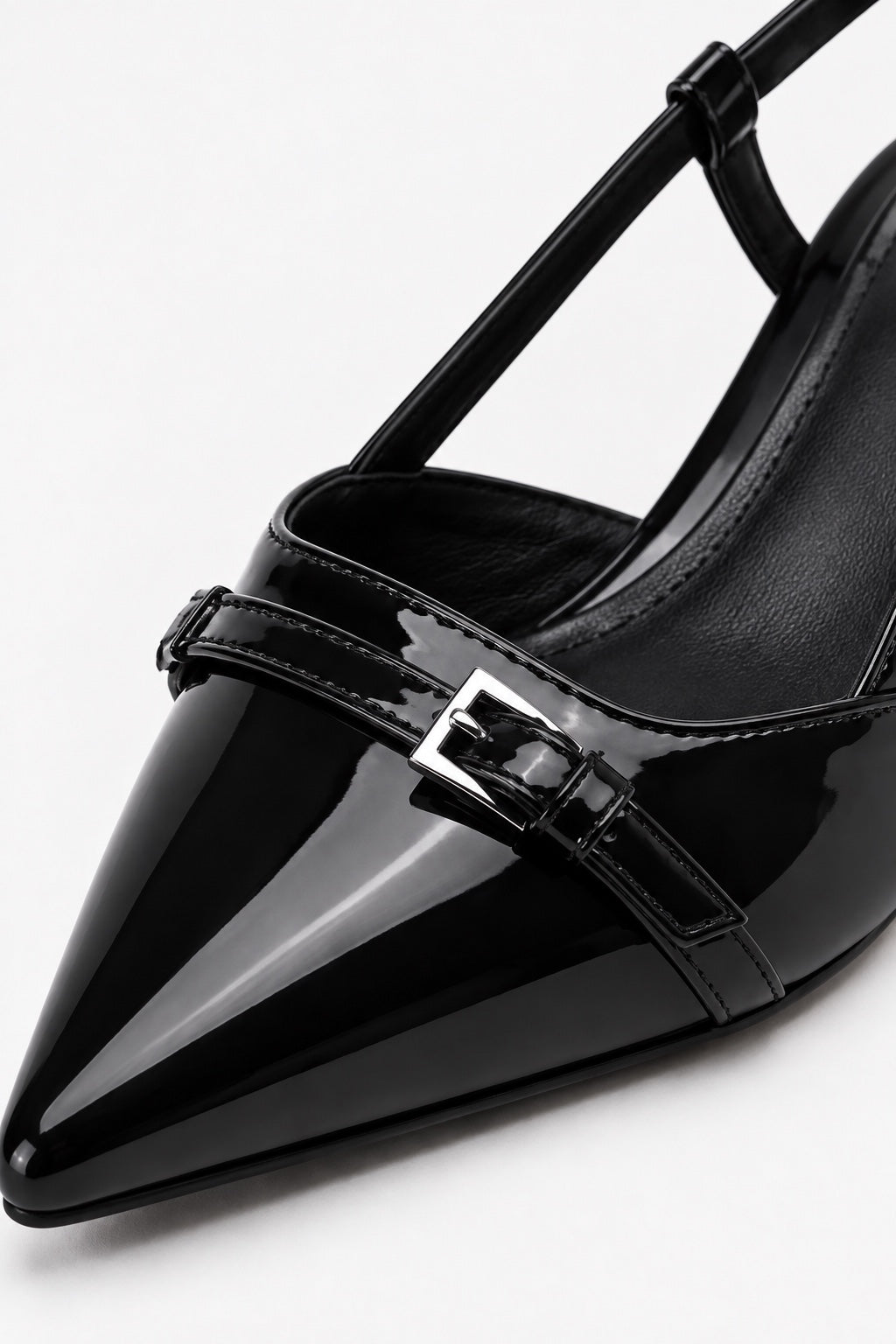Slingbacks Vernies Bout Pointu — Noir — détail