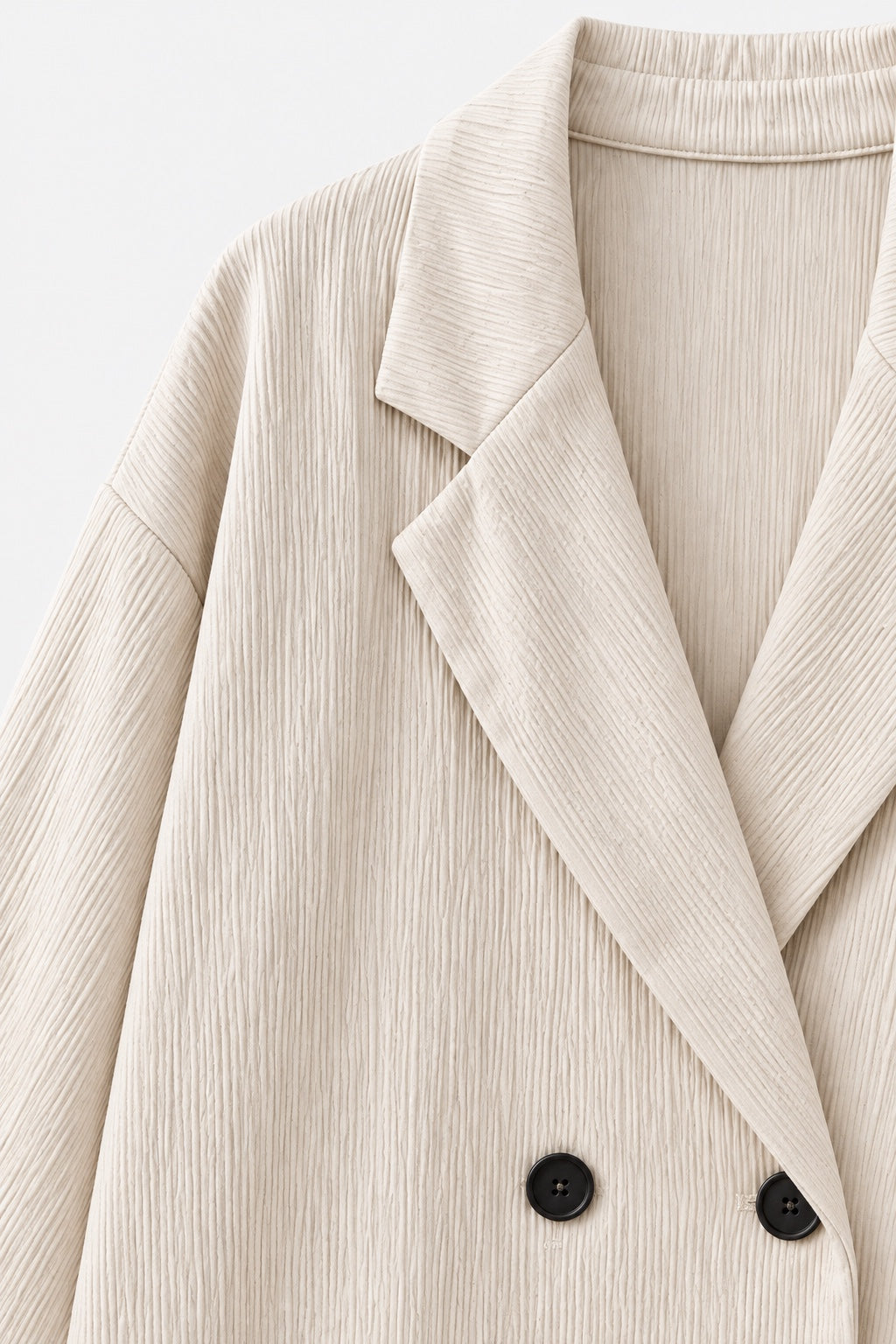 Tailleur Croisé Effet Froissé — Blanc · ensemble — détail