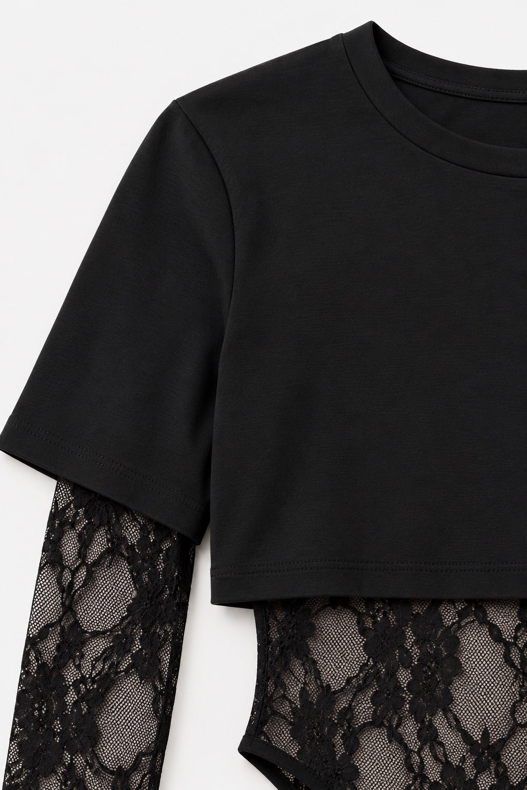 Ensemble Body Dentelle & Crop Top — Noir — détail