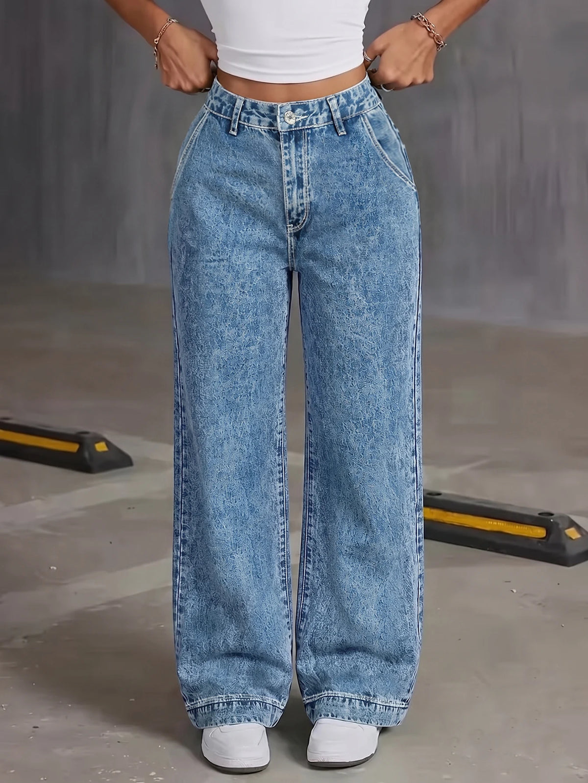 Jean Large Taille Haute Bleu Vintage