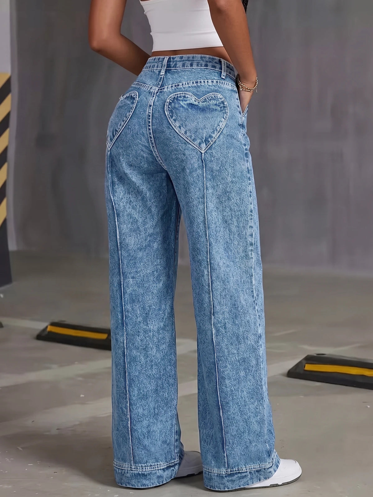 Jean Large Taille Haute Bleu Vintage