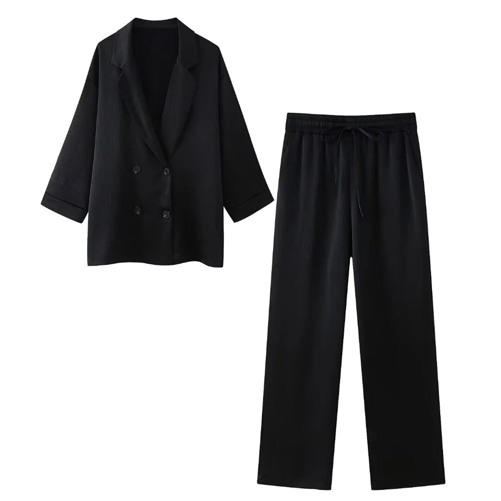 Tailleur Croisé Effet Froissé