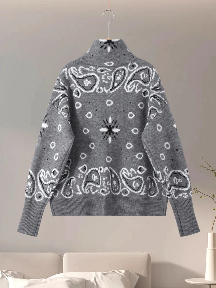 Gilet Zippé Jacquard Col Montant