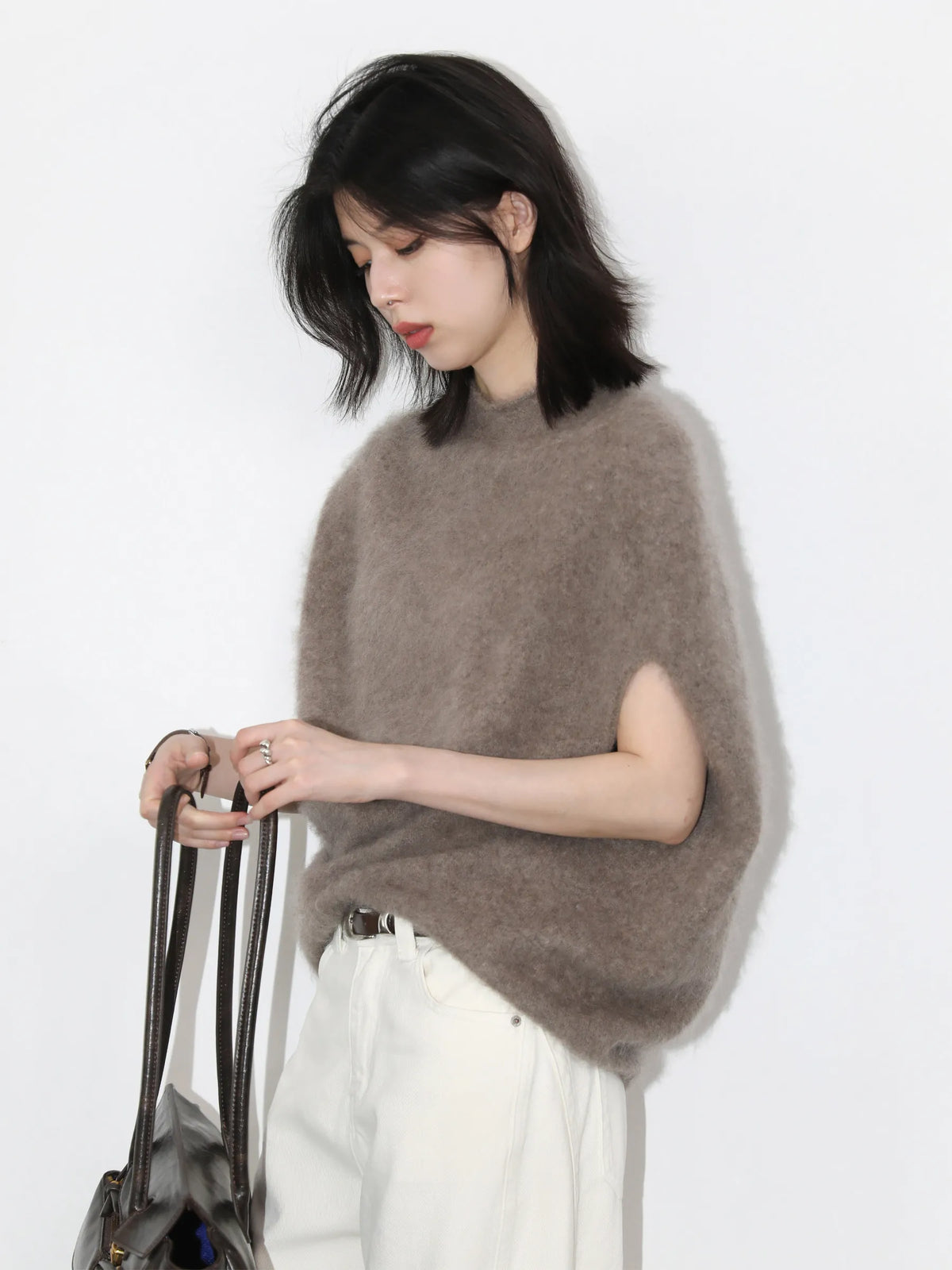 Pull Sans Manches Col Roulé