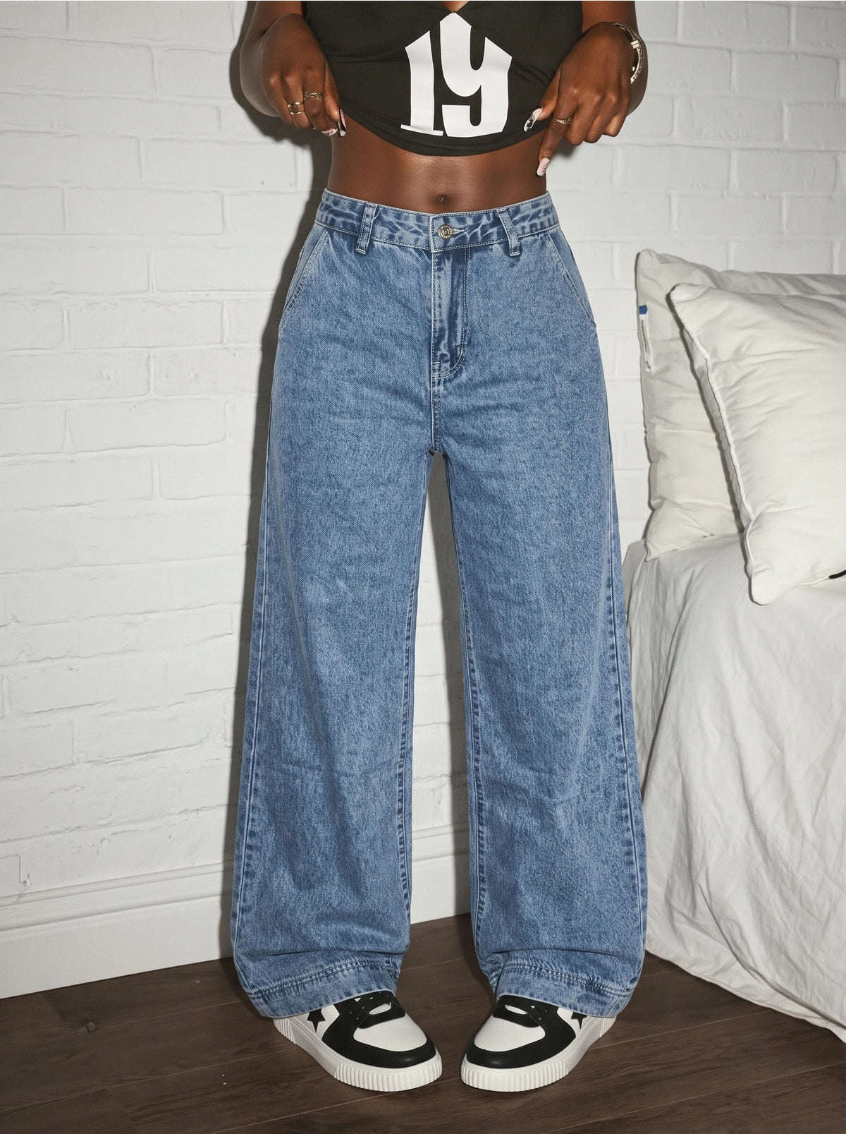 Jean Large Taille Haute Bleu Vintage