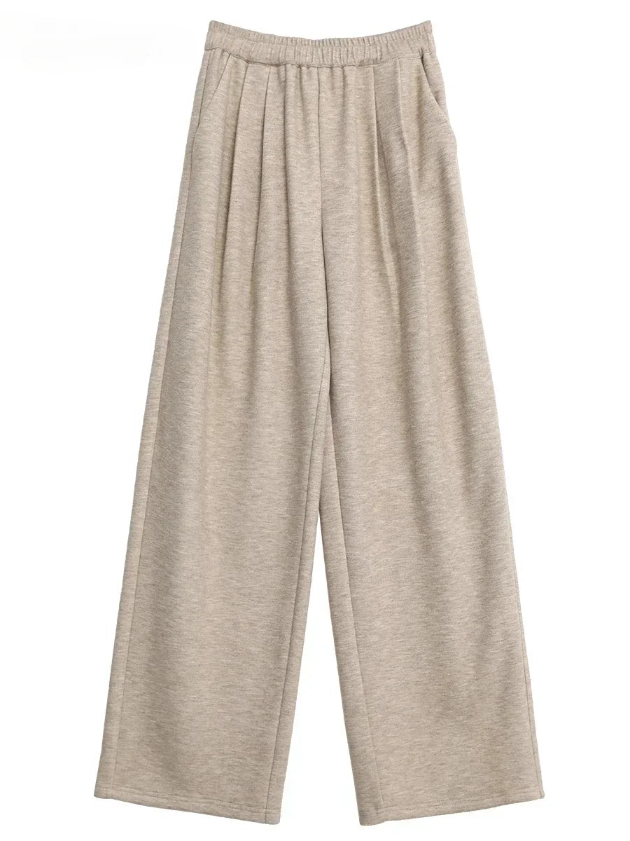 Pantalon Large Plissé Taille Haute