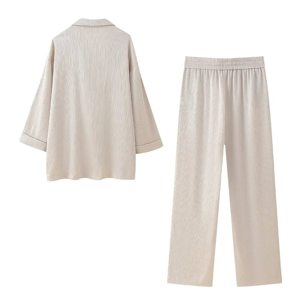 Tailleur Croisé Effet Froissé