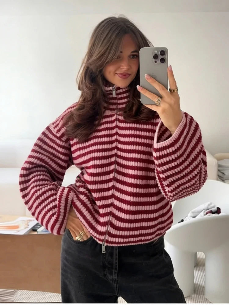 Gilet Zippé Rayé