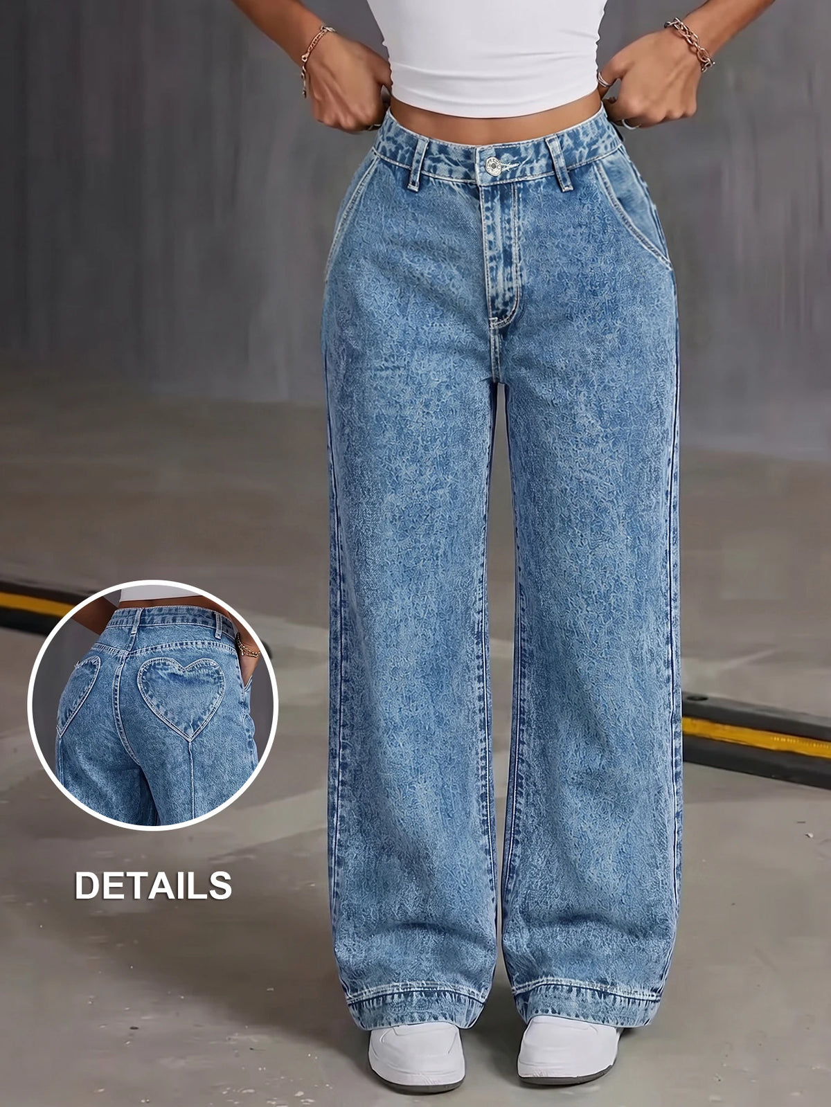 Jean Large Taille Haute Bleu Vintage