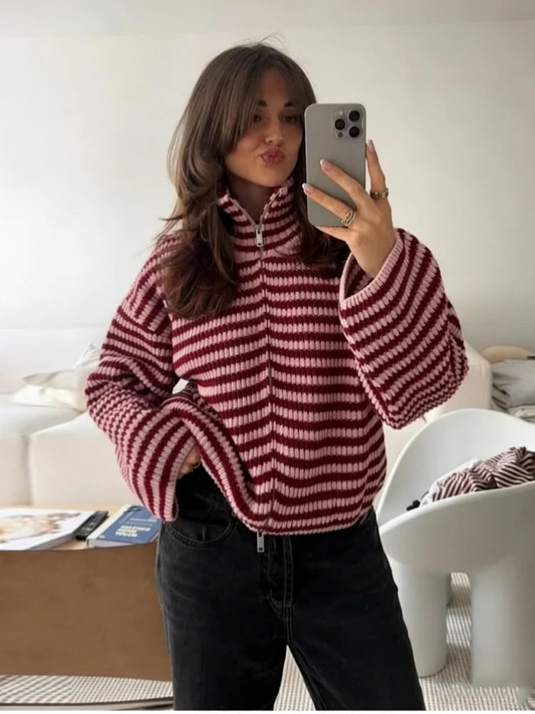Gilet Zippé Rayé