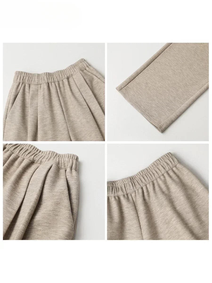 Pantalon Large Plissé Taille Haute