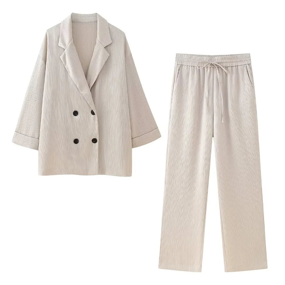Tailleur Croisé Effet Froissé