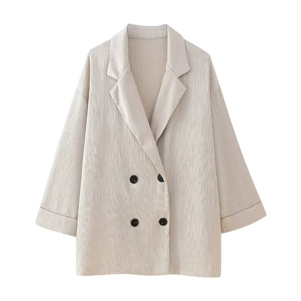 Tailleur Croisé Effet Froissé