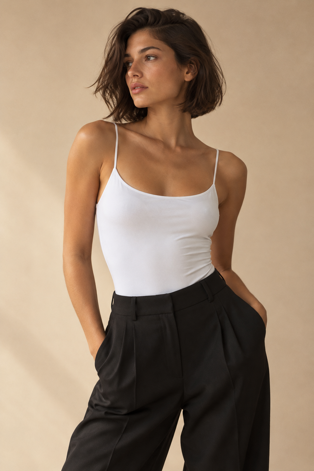 Body Essentiel Fines Bretelles — Blanc — porté