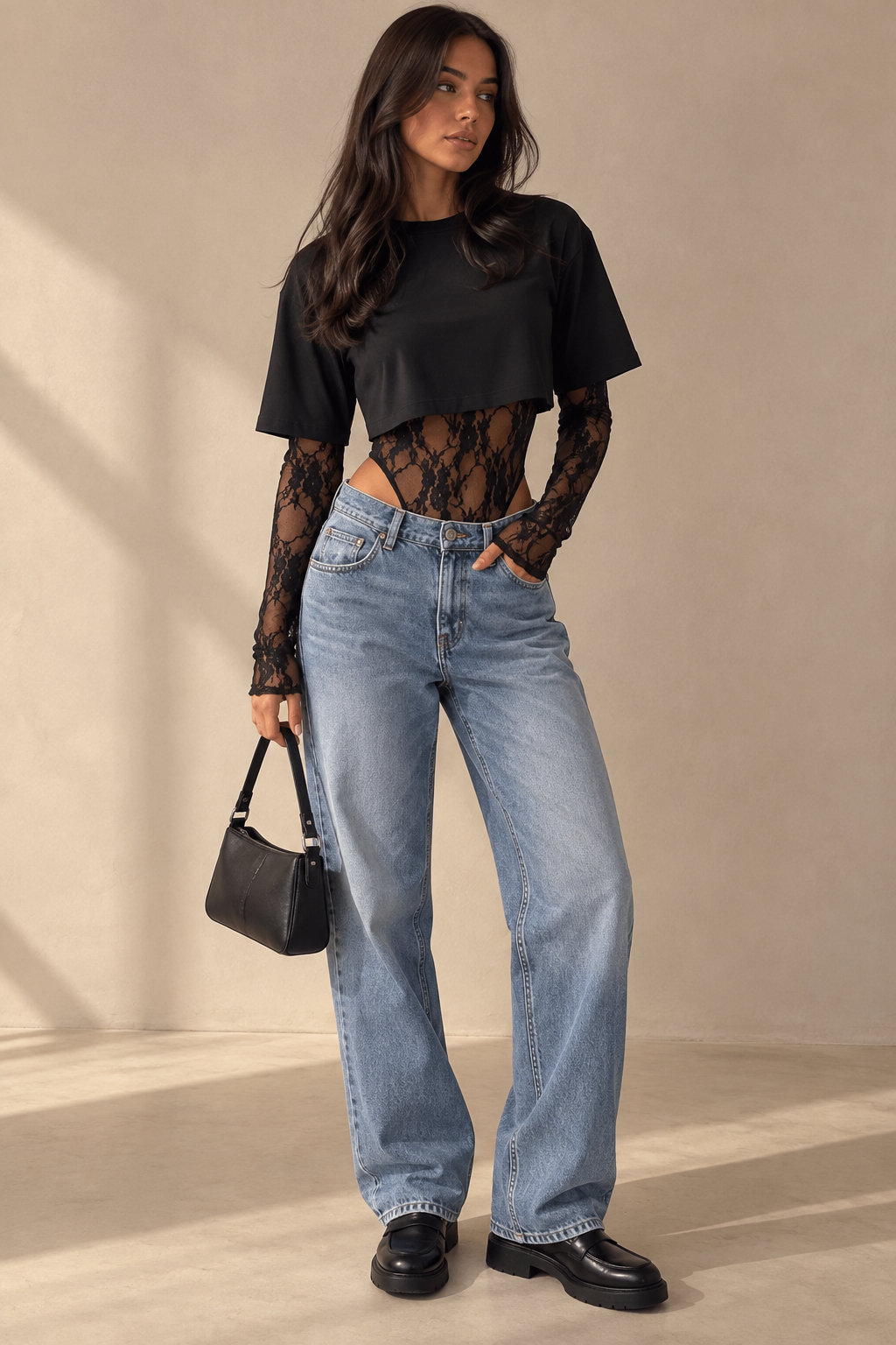Ensemble Body Dentelle & Crop Top