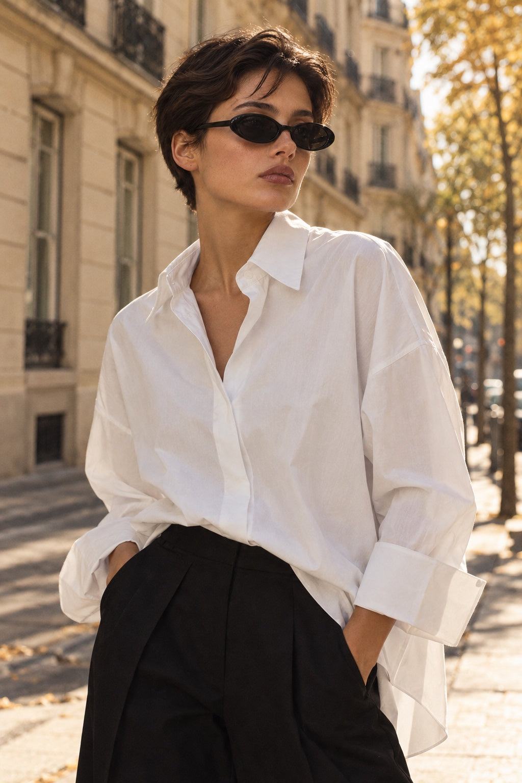 Lunettes de Soleil Ovales — Noir — porté