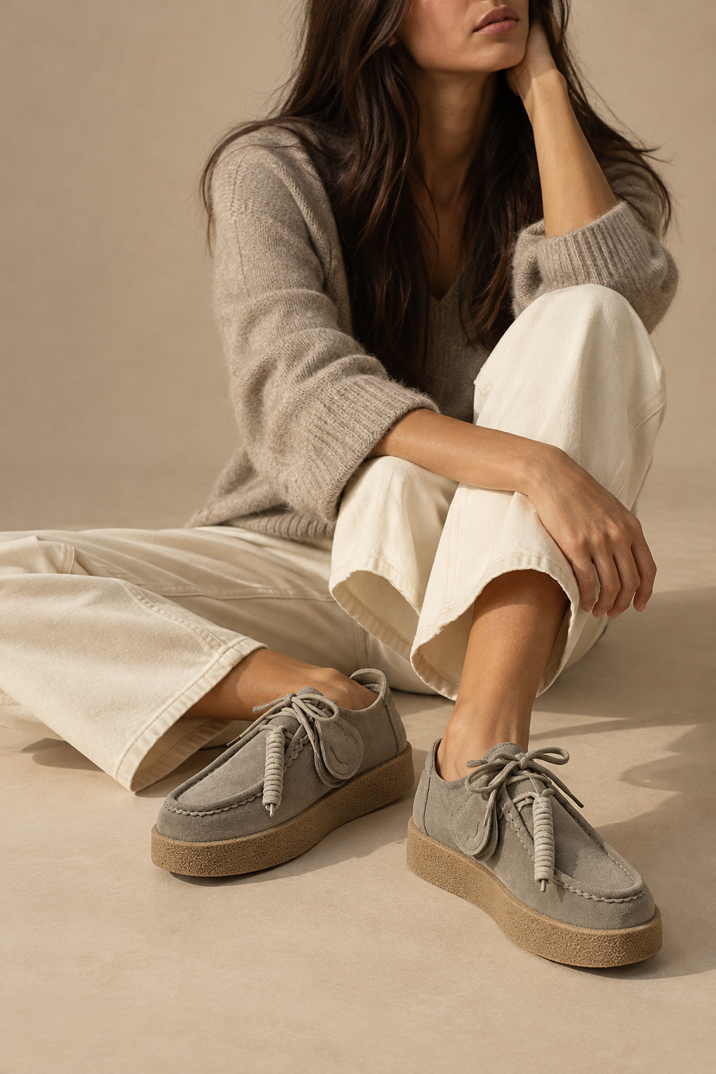 Mocassins à Lacets en Daim