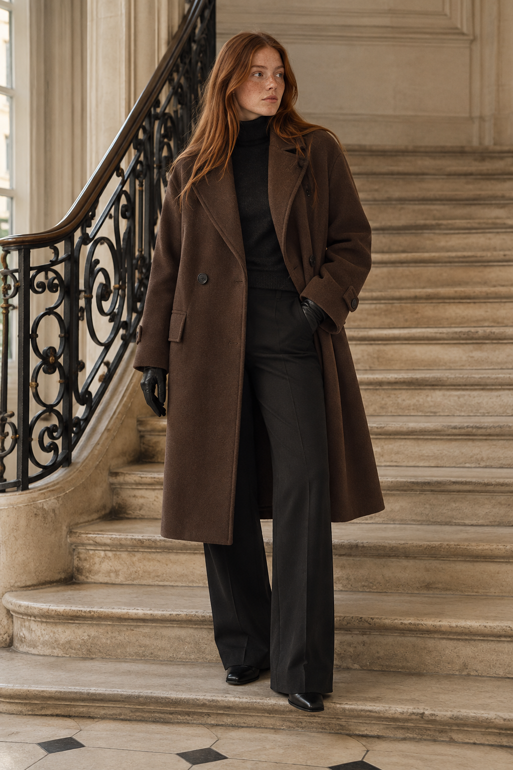 Manteau en Laine Col Cranté