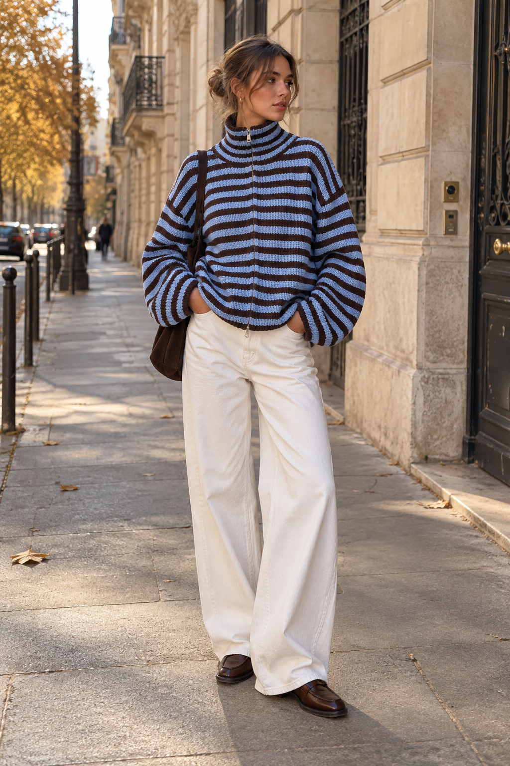 Gilet Zippé Rayé