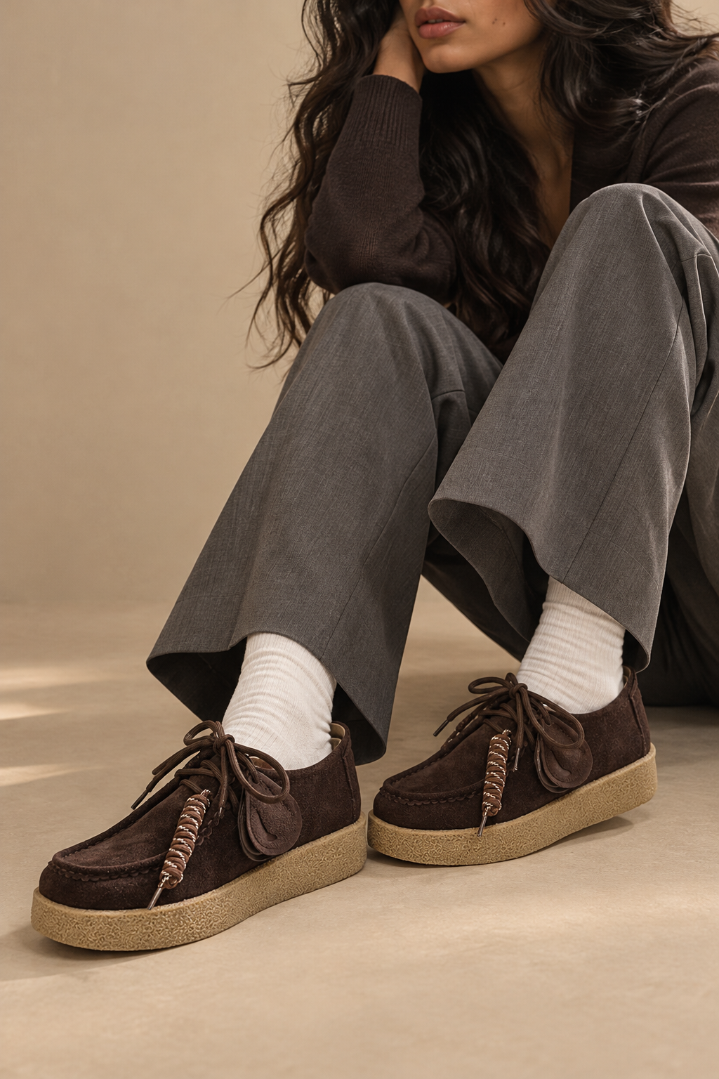 Mocassins à Lacets en Daim