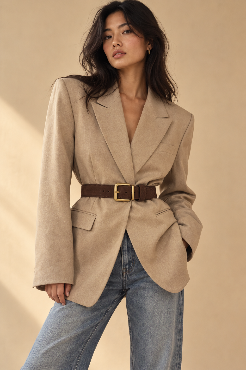 Ceinture en Daim Boucle Dorée