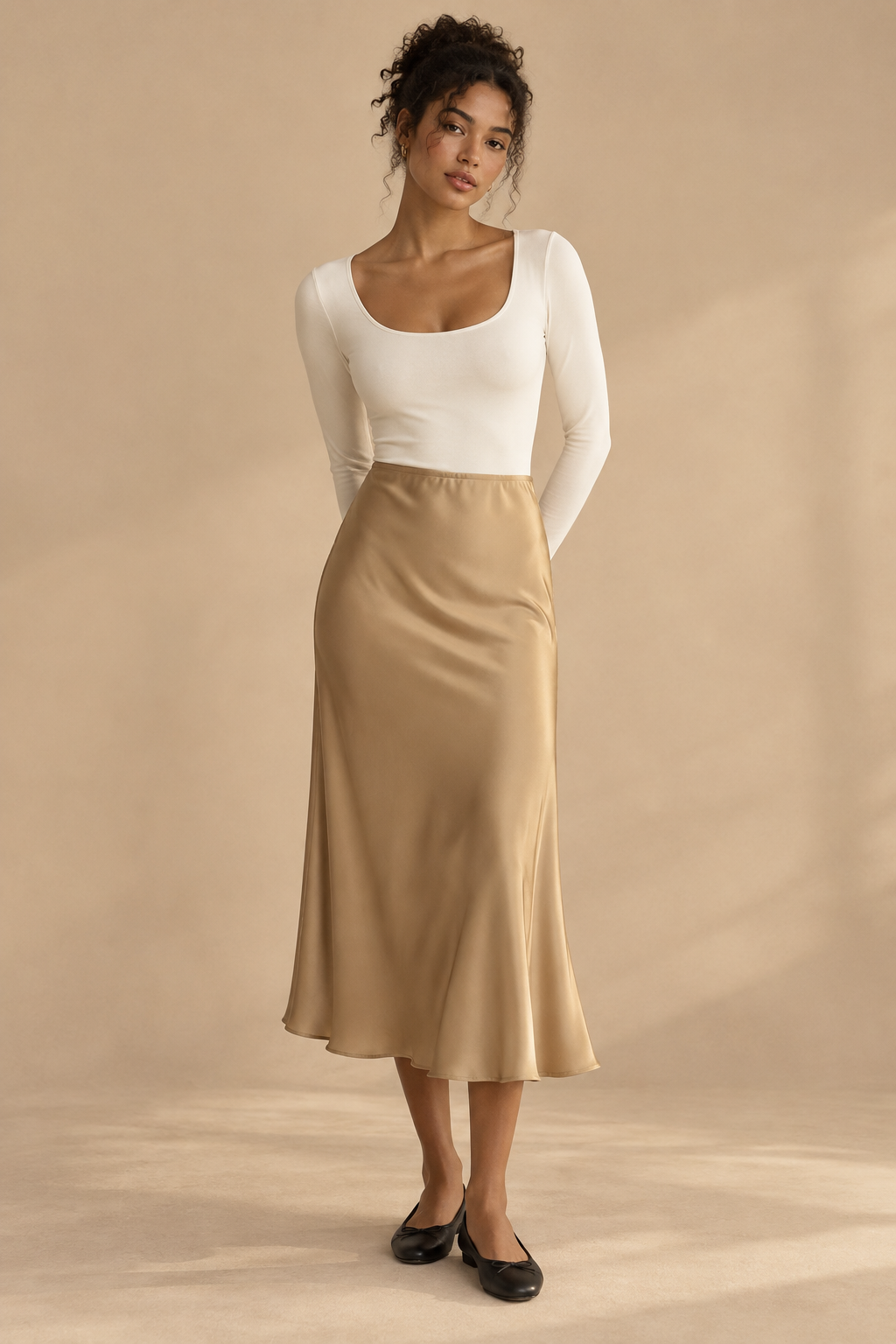 Jupe Midi Satinée