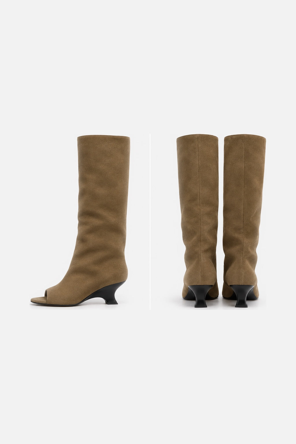 Bottes Hautes Talon Biseauté — Marron daim — produit dos