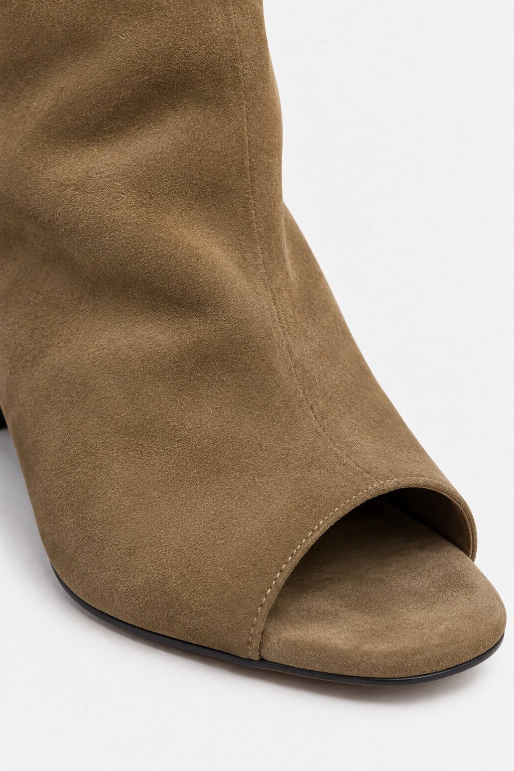 Bottes Hautes Talon Biseauté — Marron daim — détail
