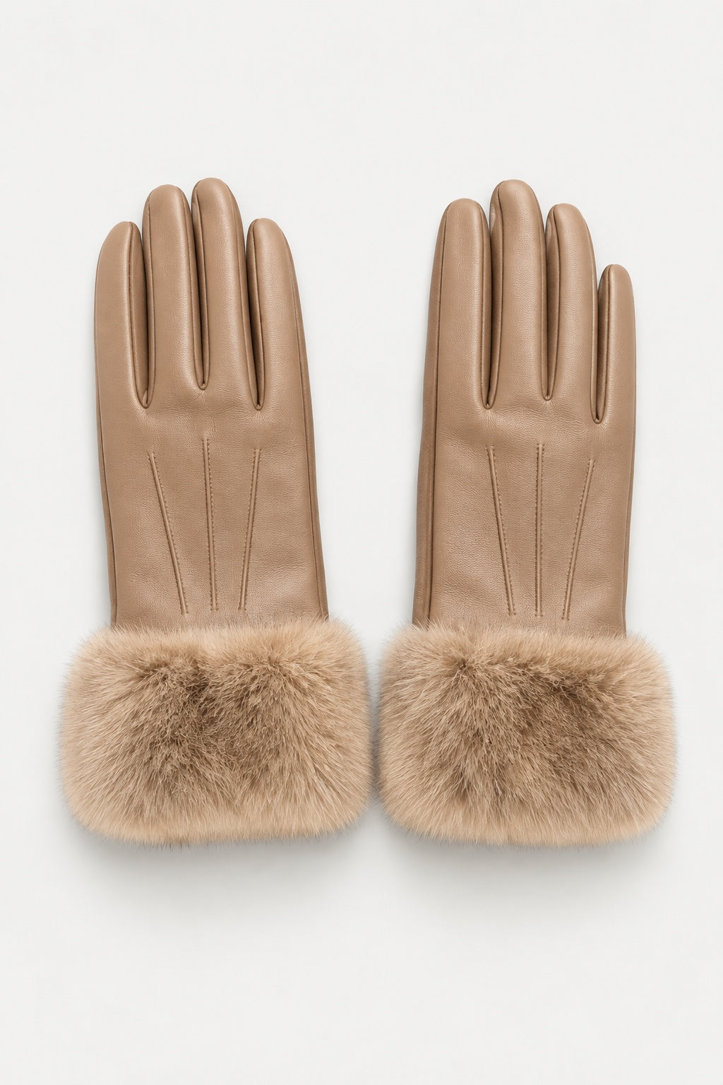 Gants Effet Cuir Bordés — Camel — produit