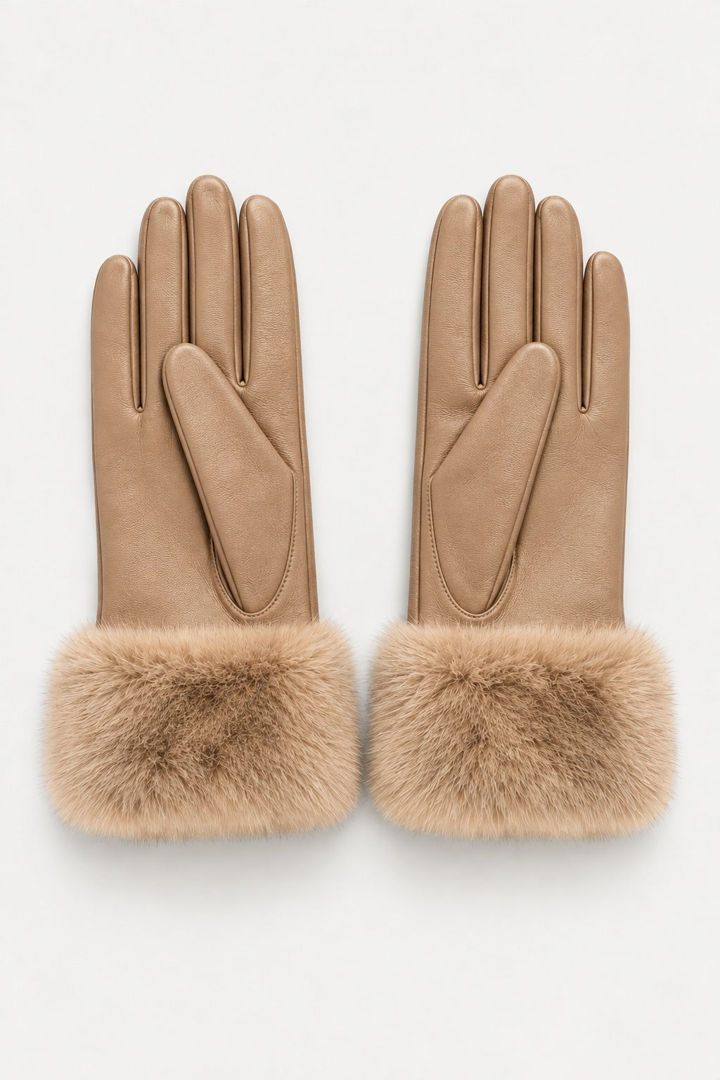 Gants Effet Cuir Bordés — Camel — produit dos