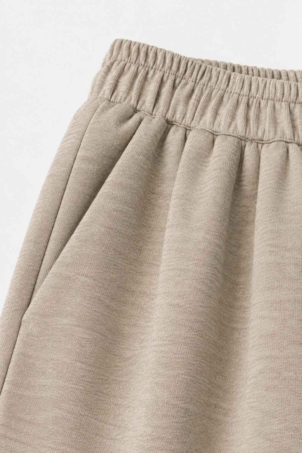 Pantalon Large Plissé Taille Haute — Avoine — détail
