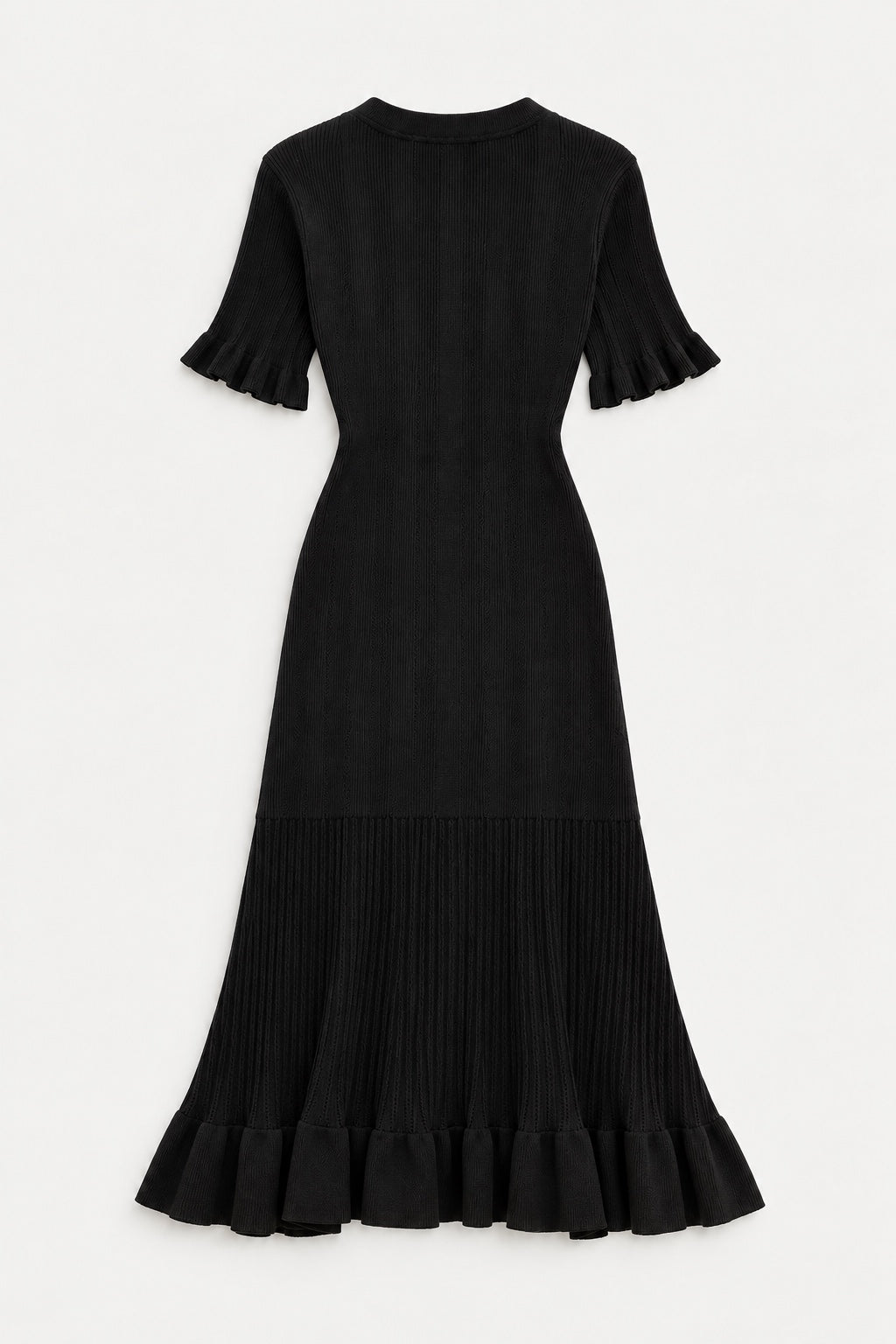 Robe Midi en Maille Boutons Dorés — Noir — produit dos