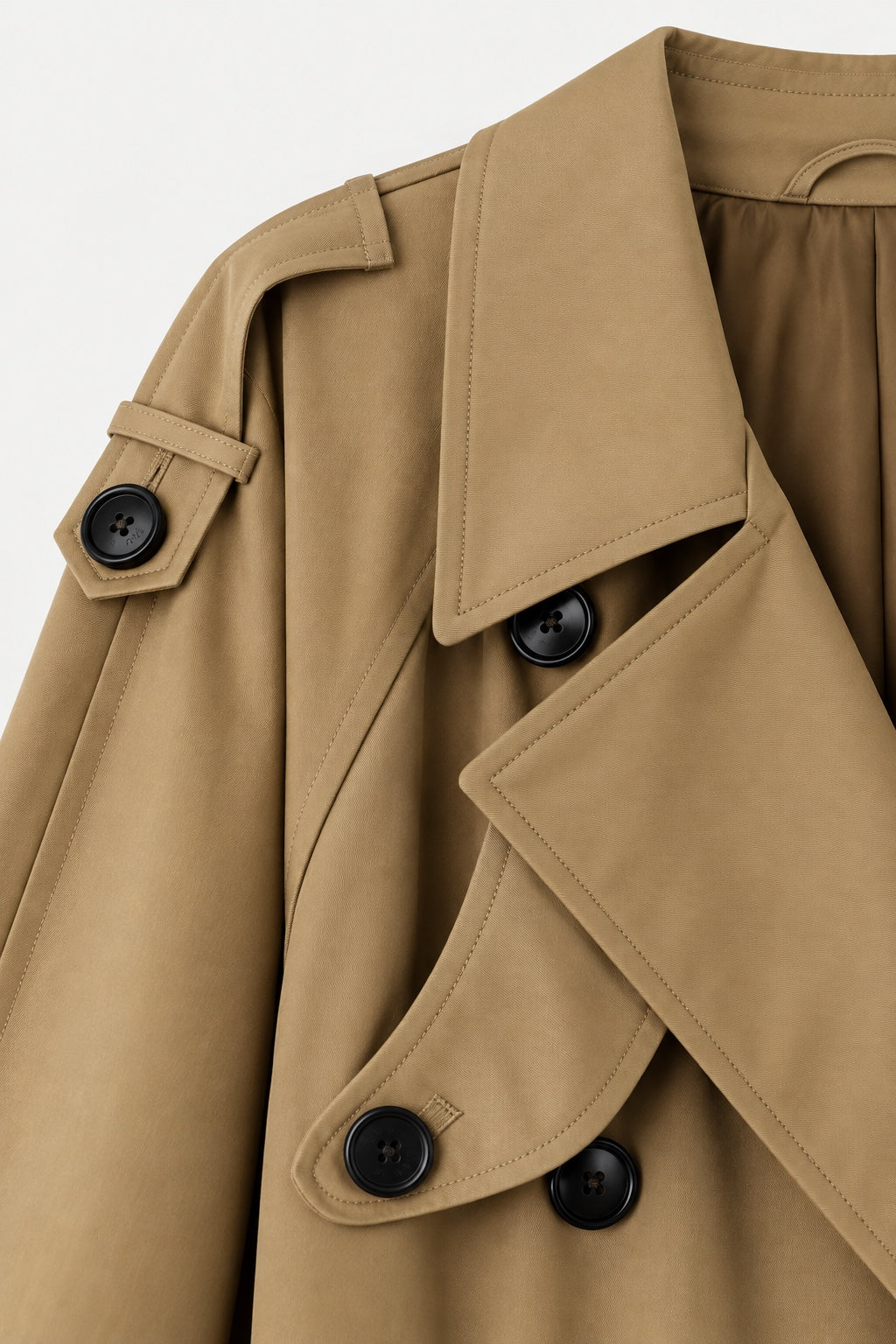 Trench Long Oversize — Kaki — détail