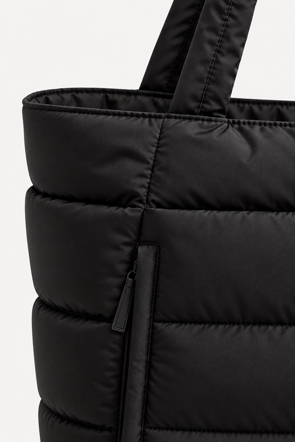 Cabas Matelassé Zippé — Noir — détail