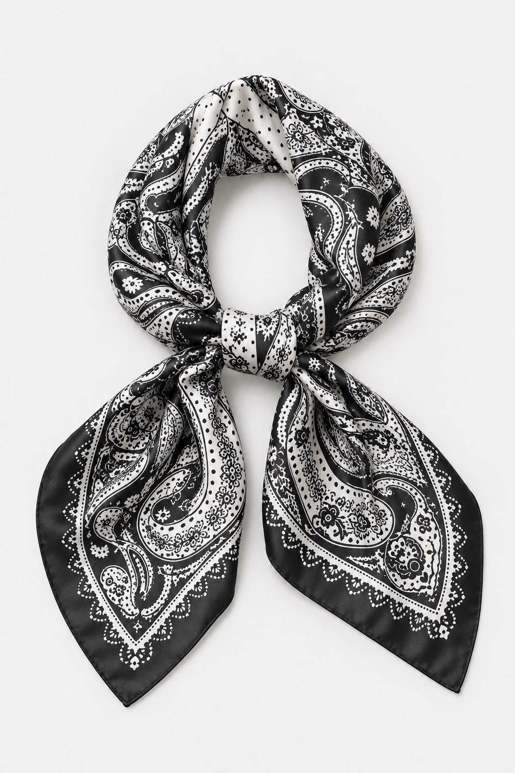Foulard Carré Satiné — Paisley noir — produit dos