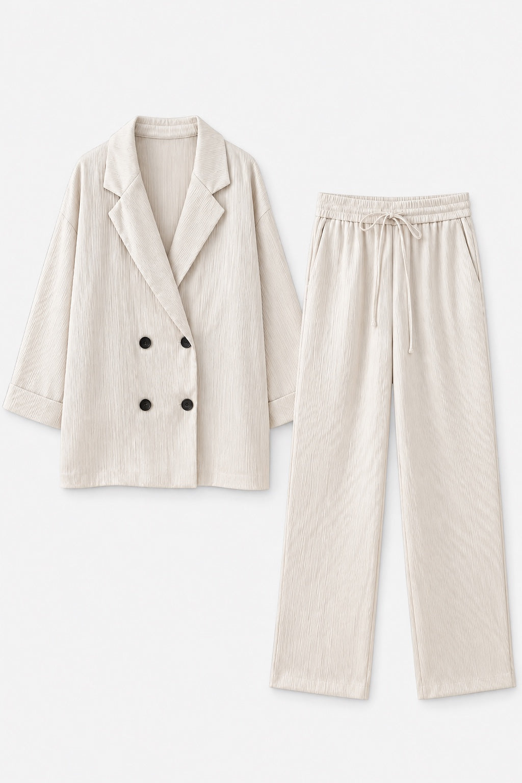 Tailleur Croisé Effet Froissé — Blanc · ensemble — produit