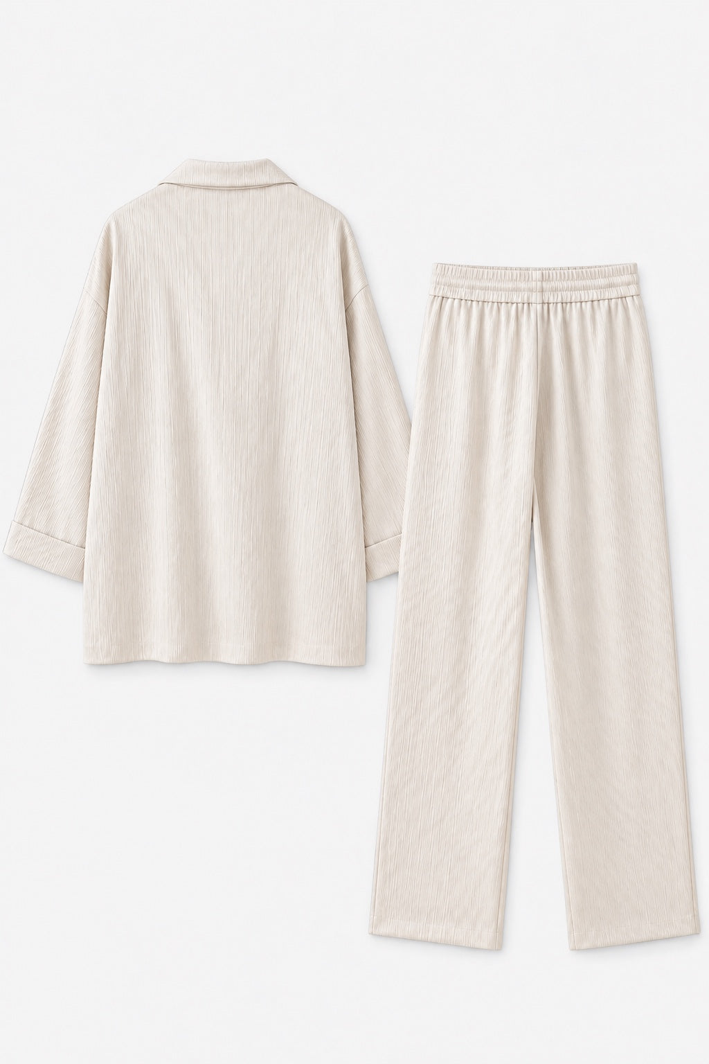 Tailleur Croisé Effet Froissé — Blanc · ensemble — produit dos