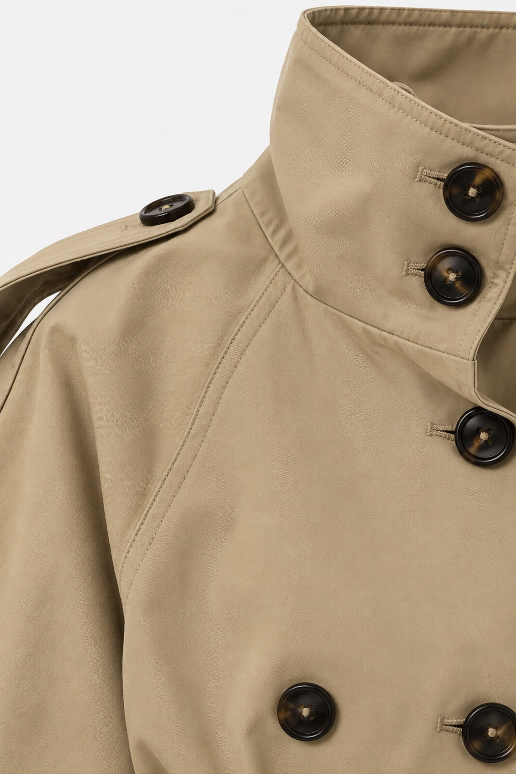 Trench Court Ceinturé — Beige — détail