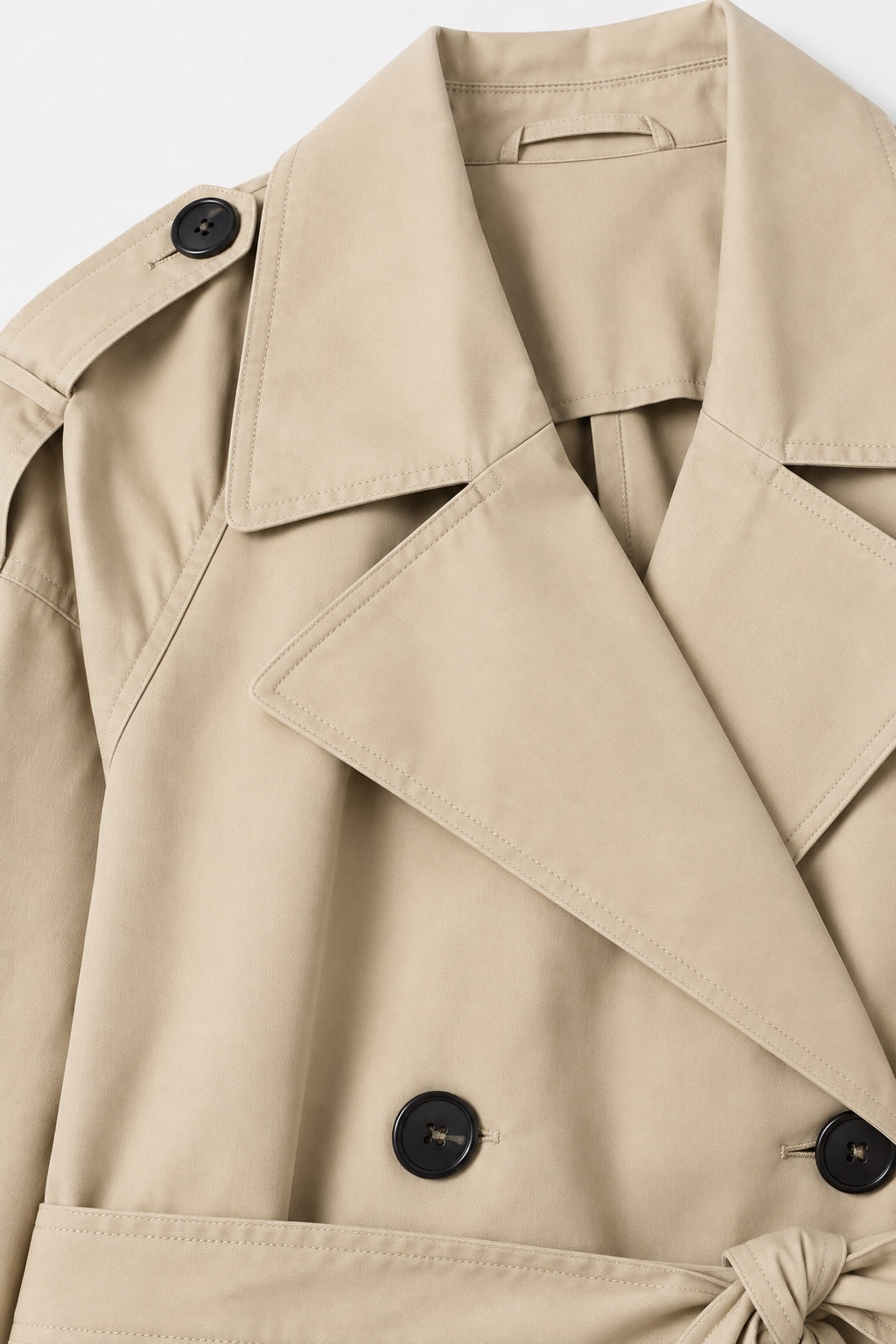 Trench Croisé Ceinturé — Beige — détail