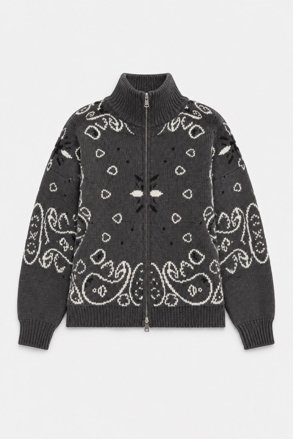 Gilet Zippé Jacquard Col Montant — Anthracite — produit