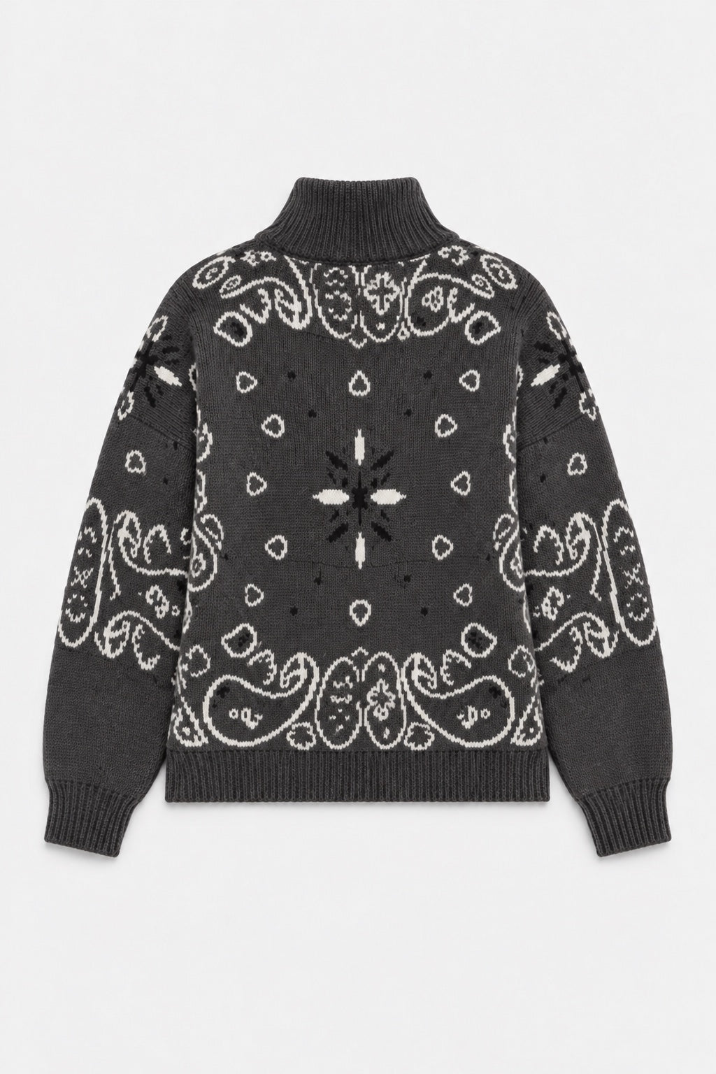 Gilet Zippé Jacquard Col Montant — Anthracite — produit dos