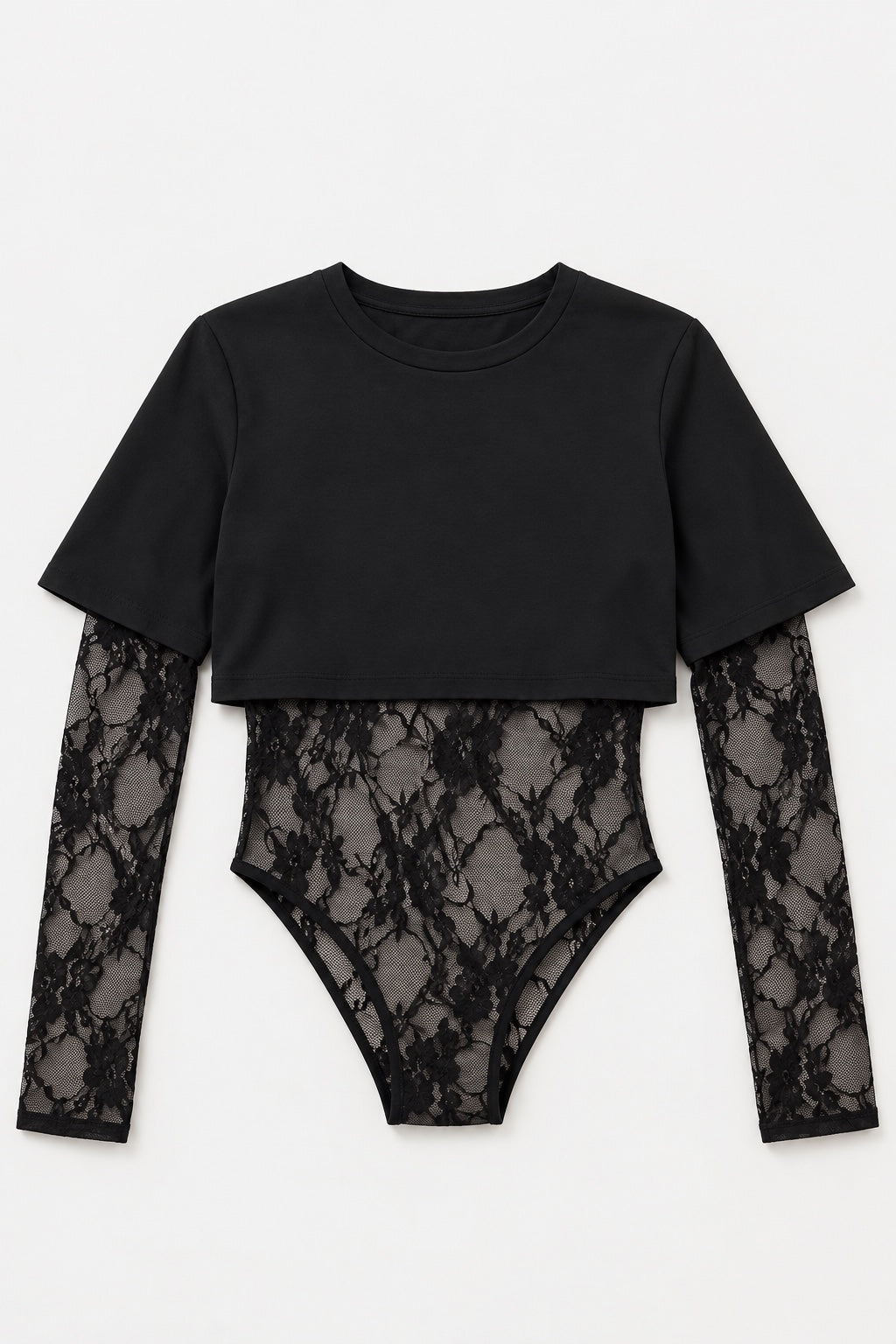 Ensemble Body Dentelle & Crop Top — Noir — produit