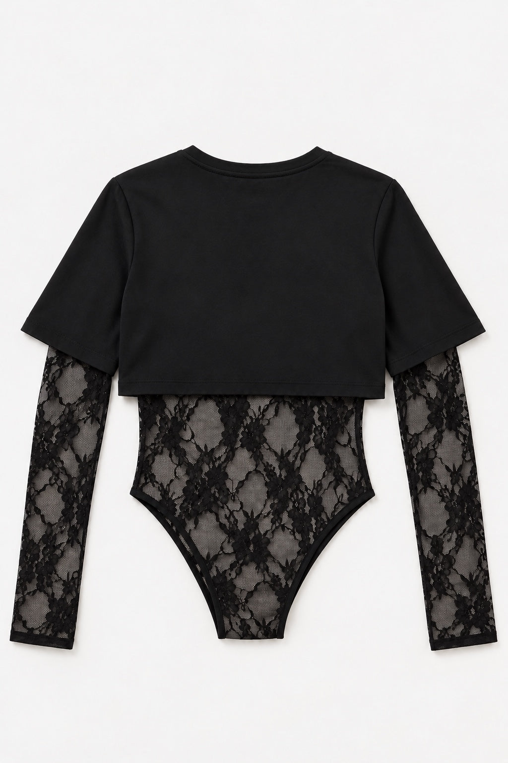 Ensemble Body Dentelle & Crop Top — Noir — produit dos
