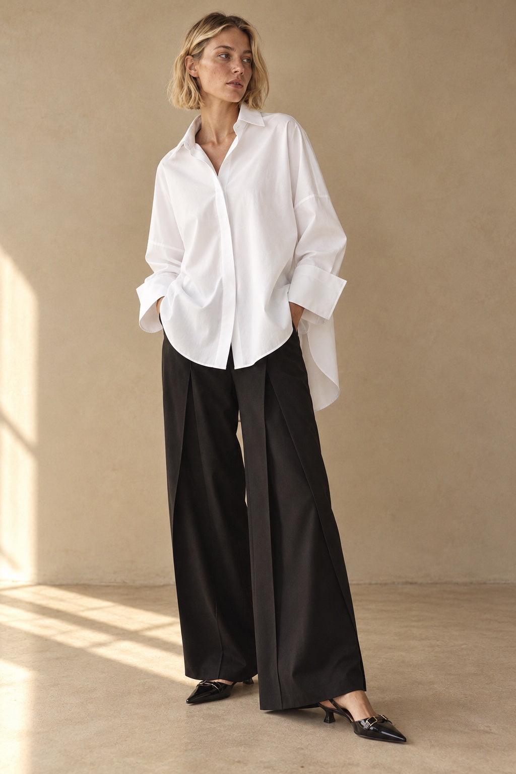Chemise Blanche Oversize — Blanc — porté