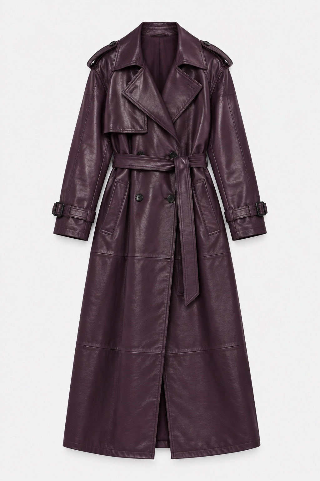 Trench Long Effet Cuir — Prune — produit