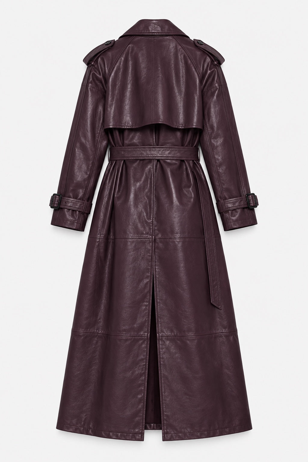 Trench Long Effet Cuir — Prune — produit dos