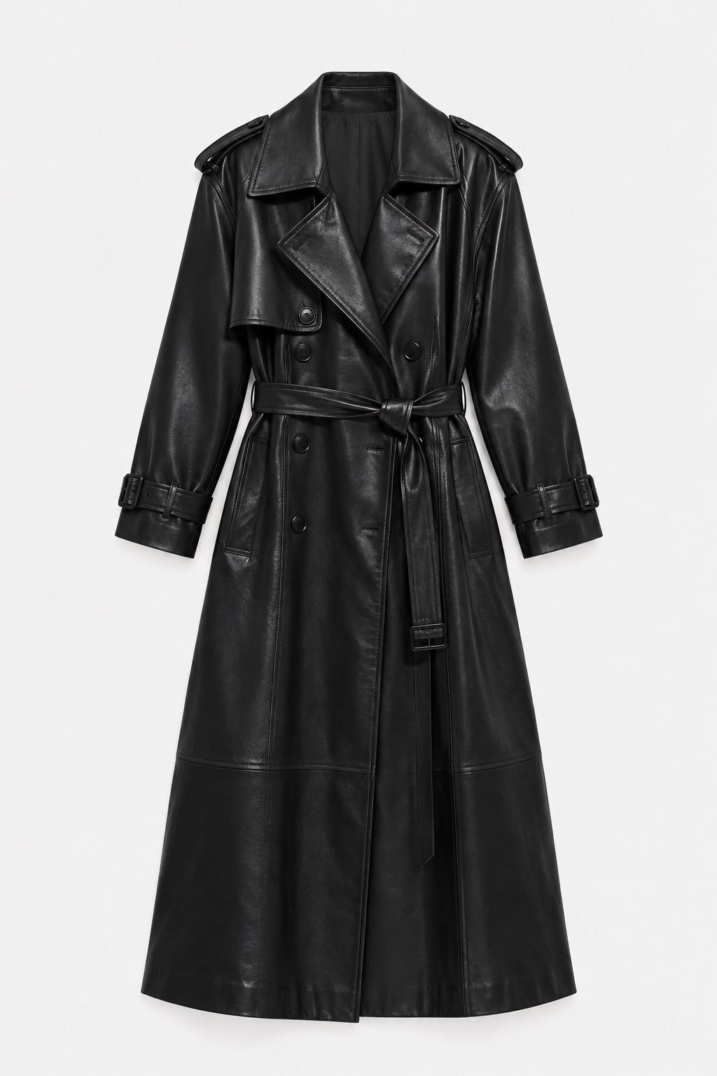 Trench Long Effet Cuir — Noir — produit