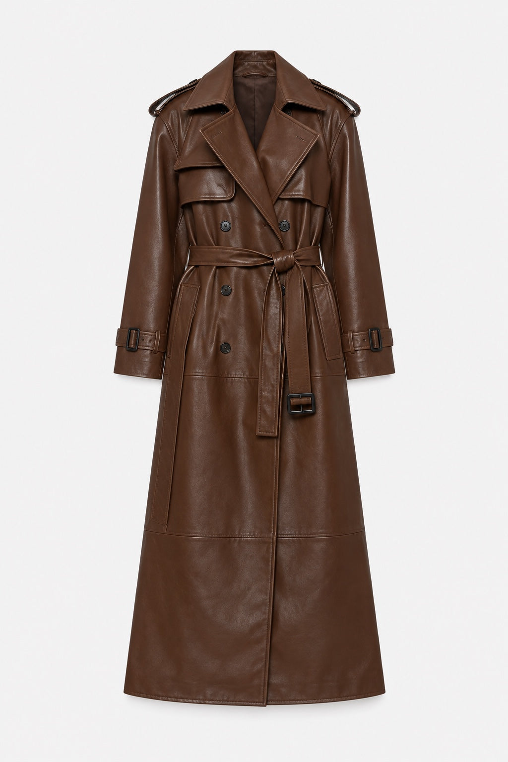 Trench Long Effet Cuir — Chocolat — produit