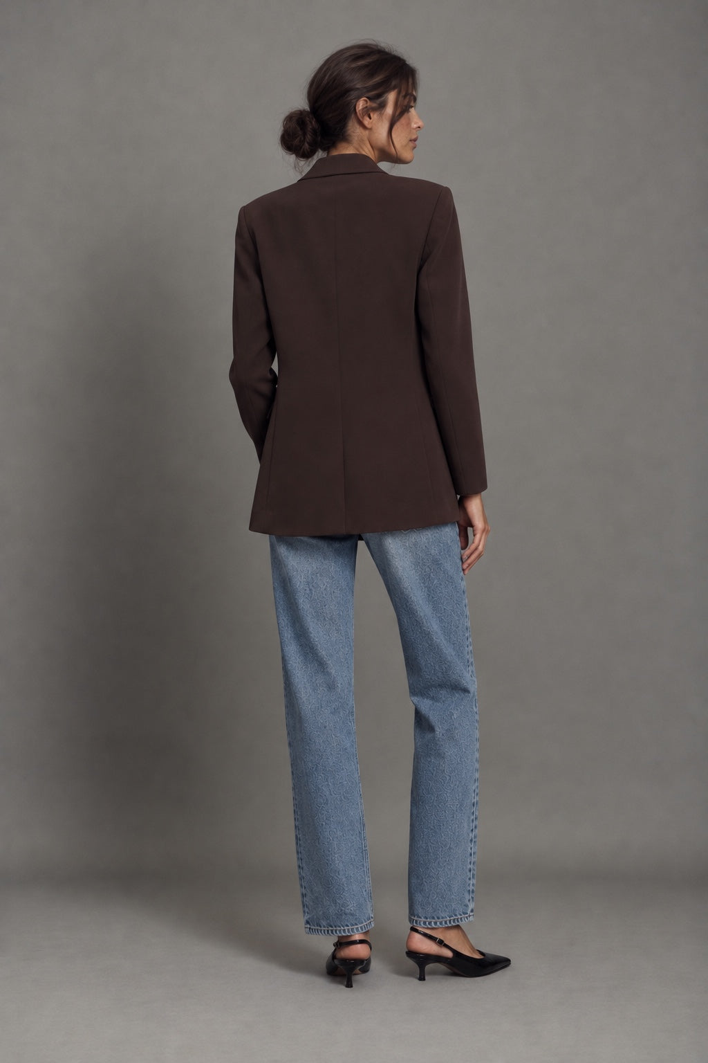 Blazer Croisé Ajusté — Marron — dos